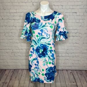 Lilly Pulitzer Lula Dress Pink Tropics Tint Sweet Pea Pink and Blue Size XXS